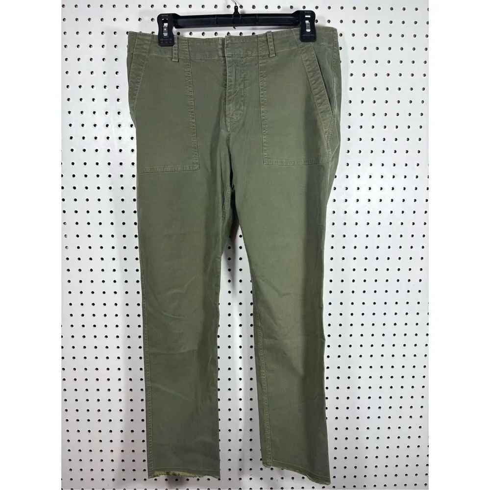 NILI LOTAN Women’s Jenna Straight Crop Twill Pants Green Size 6